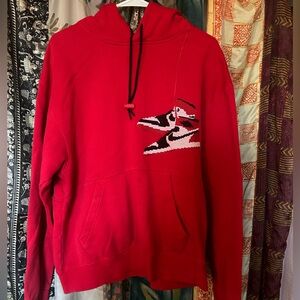 Jordan Red Hoodie with Sneaker Graphic